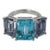 Christina Addison 18kt White Gold Three Stone Emerald Cut Ring With Blue Topaz and Iolite For Sale