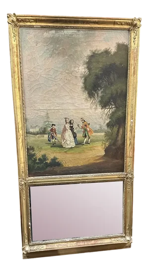 Trumeau Mirror with Romantic Painting, 1800s
