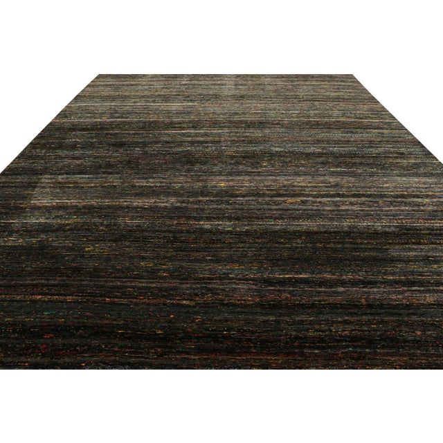 2010s Rug & Kilim’s Oversized Textural Rug in Black With Bold Polychromatic Striae For Sale - Image 5 of 8