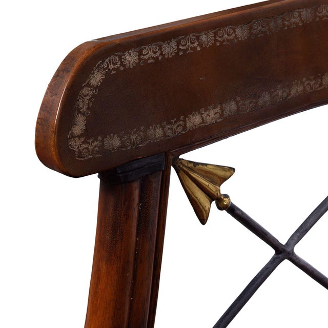 20th Century Classical Style Leather and Wood Bench For Sale - Image 11 of 11