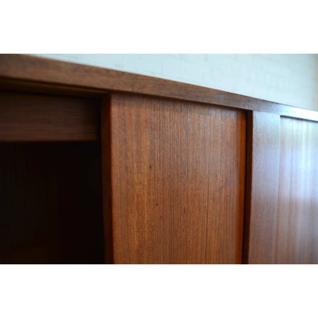 Vintage Danish Teak & Brass Sideboard with Tambour Doors by Ejnar Larsen & Aksel Bender for Næstved Møbelfabrik For Sale - Image 17 of 18