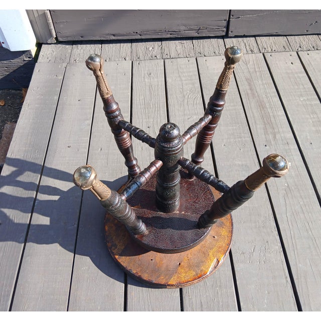 Early 1900s Antique Chas Parker Meriden Ct Mahogany Organ or Piano Stool Iron With Glass Feet For Sale - Image 10 of 18