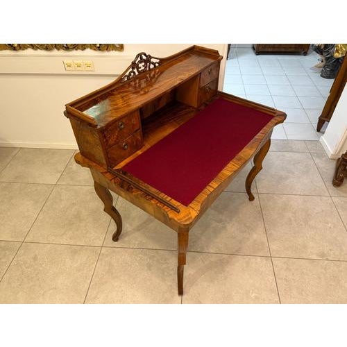 Late Biedermeier Ladies Secretaire Desk in Walnut For Sale - Image 6 of 18