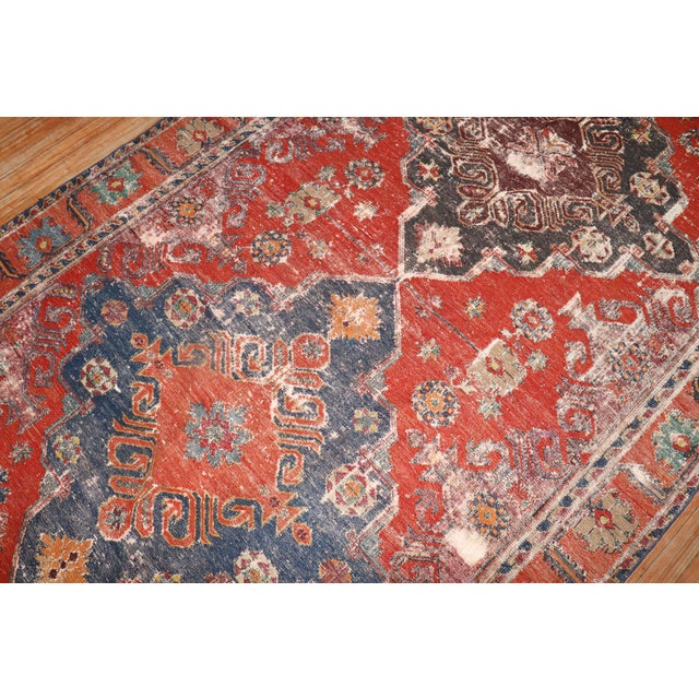 Antique Zabihi Collection Caucasian Soumac Flatweave Worn Gallery Size Rug For Sale - Image 11 of 11