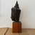 Vintage Bronze Crowned Buddha Head in Thai Ayutthaya Style. Wood Base Sculpture For Sale - Image 10 of 11