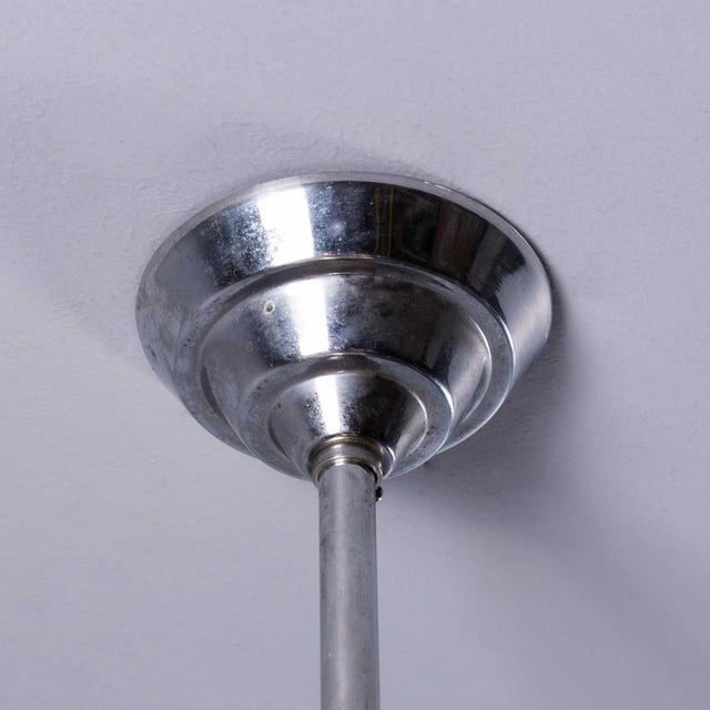 French Tabac Opal Glass Pendant Lamp, 1950s For Sale - Image 4 of 11