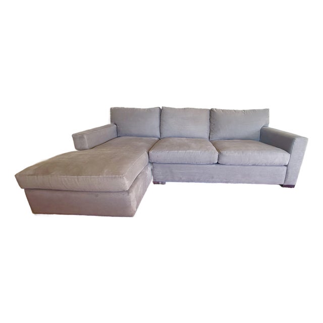 Crate & Barrel Axis II Sectional Sofa W/Chaise- Douglas Fabric Nickel For Sale