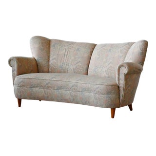 Danish 1940s Banana Form Curved Sofa or Loveseat Early Mid-Century For Sale