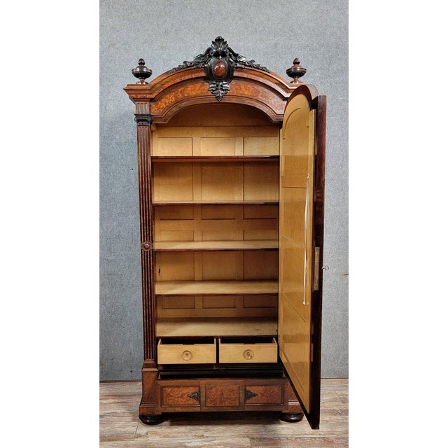 Parisian Wardrobe with Mirror in Rosewood and Elm Burl For Sale - Image 4 of 5