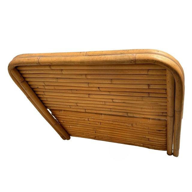 Restored Paul Frankl Style Mid-Century Stacked Rattan Bed Single Size Bed Frame For Sale - Image 4 of 5