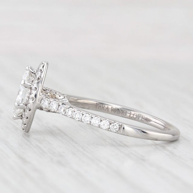 Vera Wang Love 1.09ctw Marquise Diamond Halo Engagement Ring 14k Gold Sapphire, Size 5.25 For Sale - Image 4 of 9