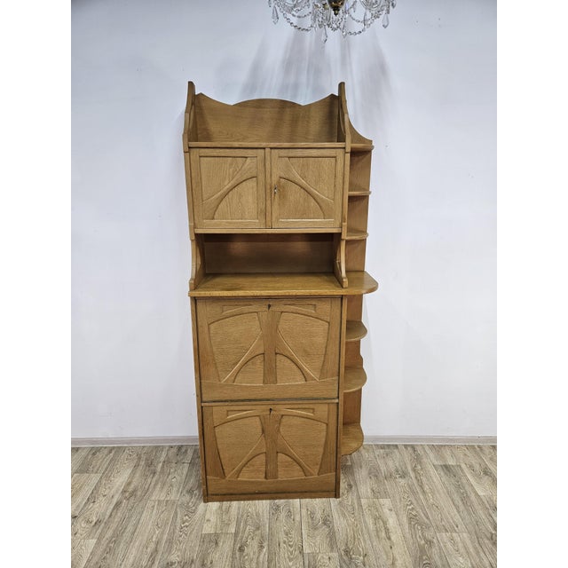 Wood Art Nouveau Oak Cabinet with Secretary, 1920s For Sale - Image 7 of 18