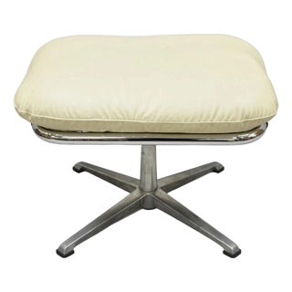 Vintage Directional Mid Century Modern Tubular Aluminum Base Swivel Ottoman For Sale