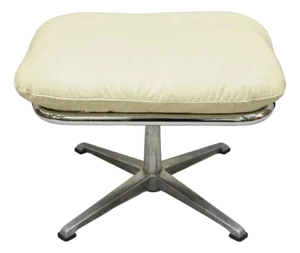 Vintage Directional Mid Century Modern Tubular Aluminum Base Swivel Ottoman