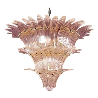 Pink Palmette Murano Glass Chandelier by Simoeng For Sale