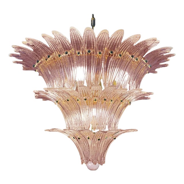 Pink Palmette Murano Glass Chandelier by Simoeng For Sale