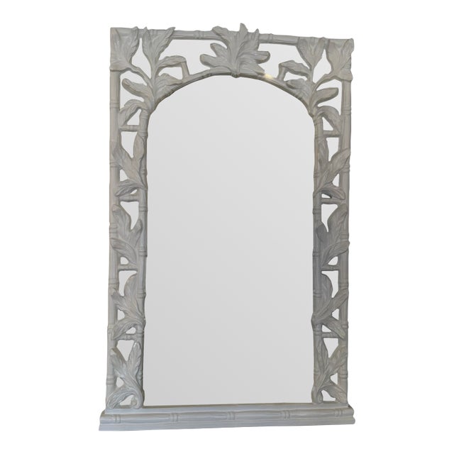 Serge Roche Style White Palm Beach Hollywood Regency Wall Mirrors -a Pair For Sale