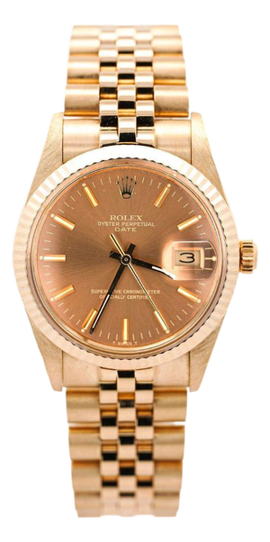 Vintage Rolex Op Date 34mm 14k Gold Champagne Dial Watch