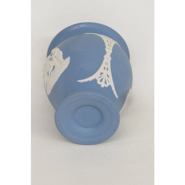 Mid 20th Century Wedgwood Small Blue Jasperware Vase Neoclassical Motif Winged Horse Cherub 4739b For Sale - Image 5 of 10