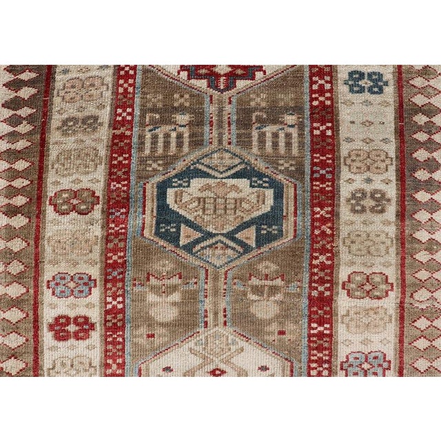 Persian Hand Knotted Antique Serab Runner in Tribal Design With Medallions 3'0 X 8'10 For Sale - Image 4 of 12