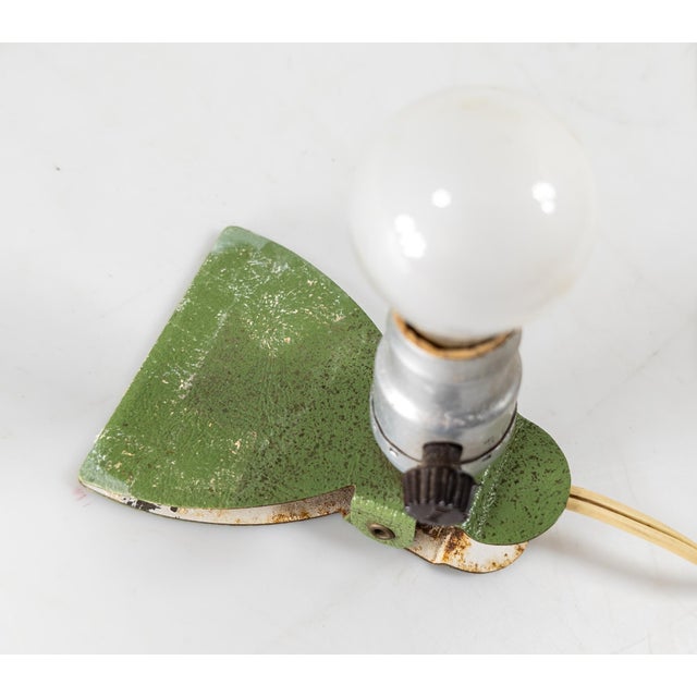 Green Mid-Century Modern Art Deco Style Enamel Metal Clip on Reading Light For Sale - Image 8 of 13
