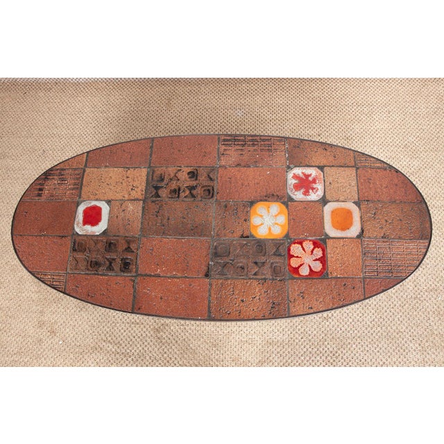 Coffee Table in Lava Stone, Ceramic and Steel by Jean Jaffeux, 1960s For Sale - Image 11 of 15