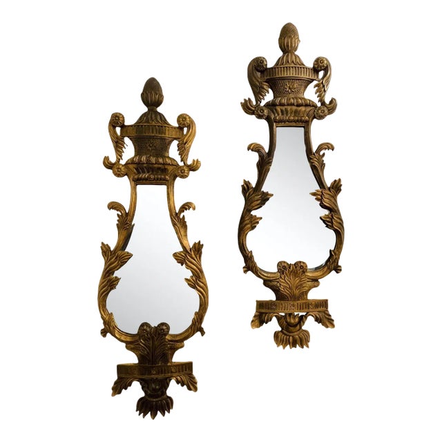 Pair of Giltwood Mirrors, Wall, Console or Pier Mirrors, Italian, 1960s For Sale