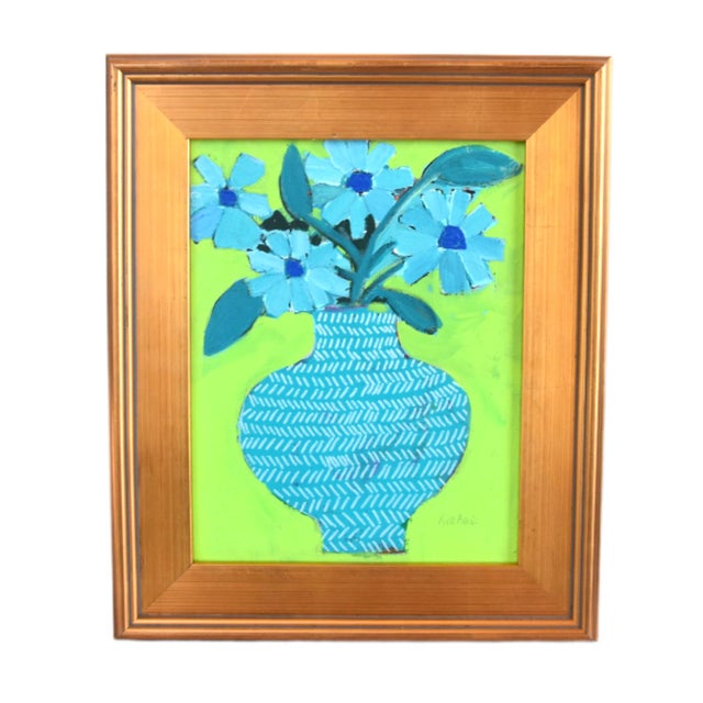 2020s Original Beautiful Bouquet Flowers Painting by the Talented Artist Ruth Arenz Including the Antiqued Gold Wood Frame For Sale - Image 5 of 7