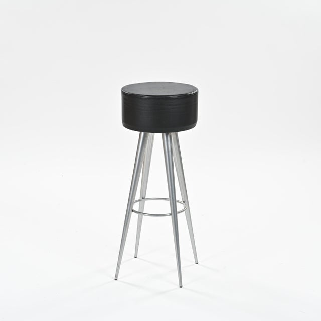 Metal and Leather Golia Stools by Maurizio Peregalli for Zeus, 1993, Set of 4 For Sale - Image 4 of 7