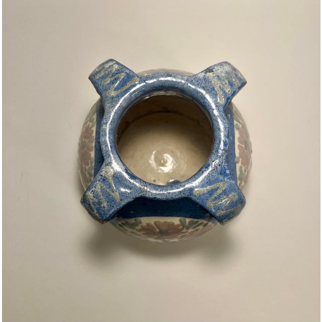 American Circa 1900 American Studio Art Pottery Glazed Ceramic Four Handles Vase For Sale - Image 3 of 8