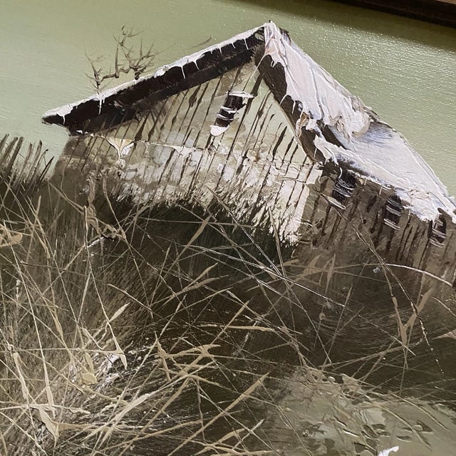 Rustic 1970s H. Gailey Barn Landscape Oil Painting, Framed For Sale - Image 3 of 12