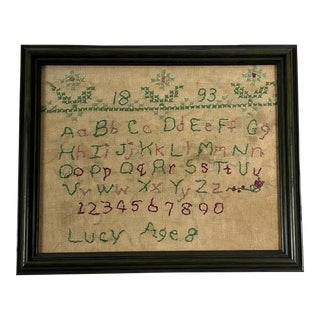 Antique Alphabet Sampler by Lucy, 1893 For Sale