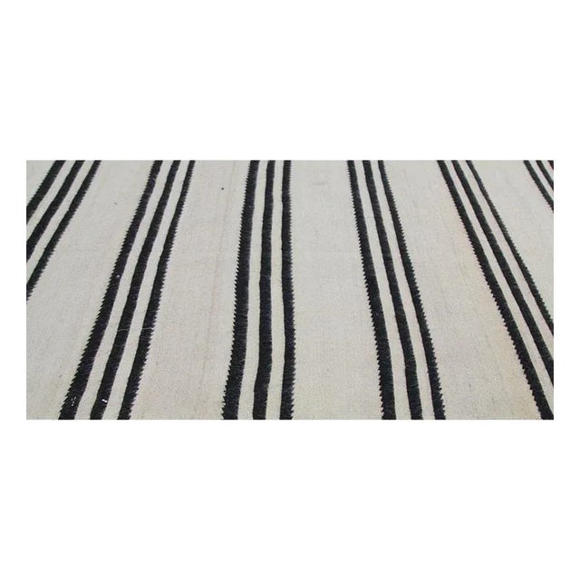 Mid-Century Modern Handwoven Scandinavian Style Kilim Runner Rug 3’6″ X 12’9″ For Sale - Image 3 of 9