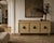 James Mont, American Mid-Century Modern, Credenza or Sideboard, Yellow Painted Wood, USA, 1950s An interesting yellow and...
