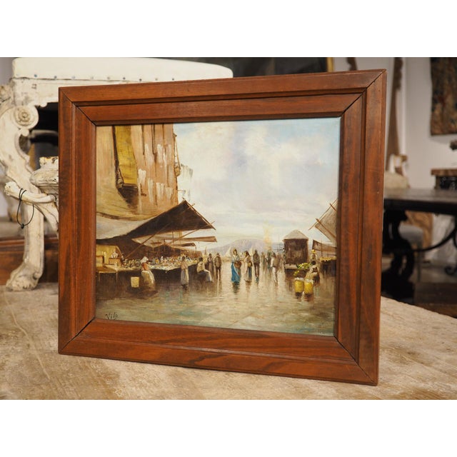 Small 19th Century Italian Oil on Canvas of an Outdoor Market Scene For Sale - Image 11 of 15