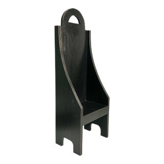 1980s Vintage Folk Art Brutalist Gustavian Child-Size Side Chair, Painted Black For Sale