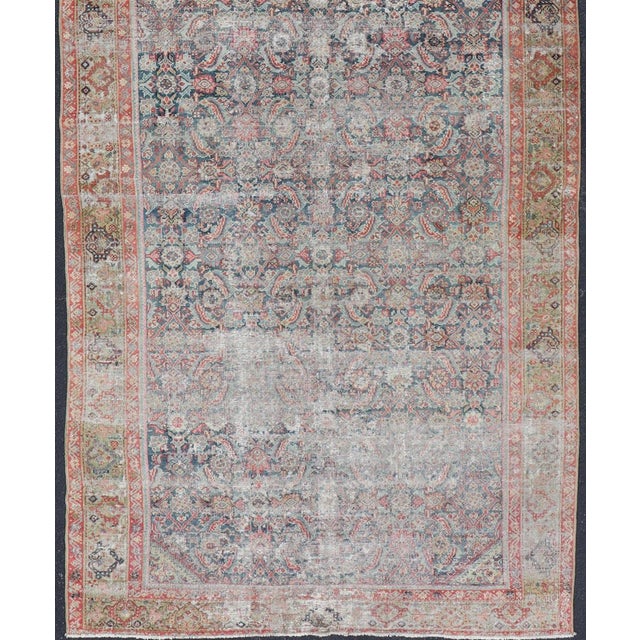 Large Distressed Gallery Persian Malayer Runner in Herati Design 5'8 X 14'8 For Sale - Image 9 of 14