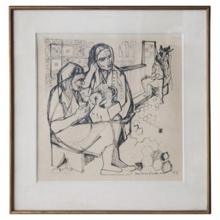 Pen Drawing on Paper, France, 1950s For Sale