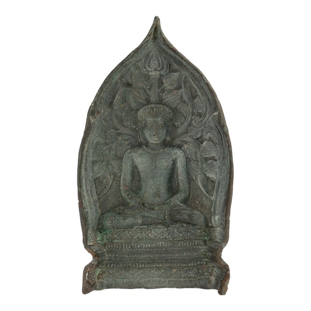 Ancient Gandharan Large Bronze Figural Seated Buddha Tsatsa Casting Mold For Sale