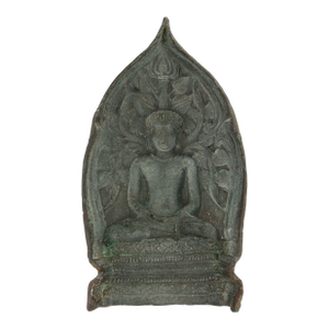Ancient Gandharan Large Bronze Figural Seated Buddha Tsatsa Casting Mold