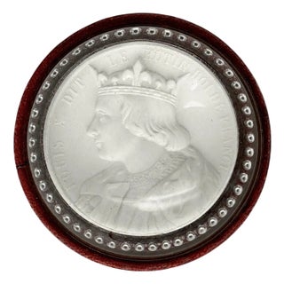 Antique King Louis X French Sulphide Glass Portrait Paperweight C1830 For Sale
