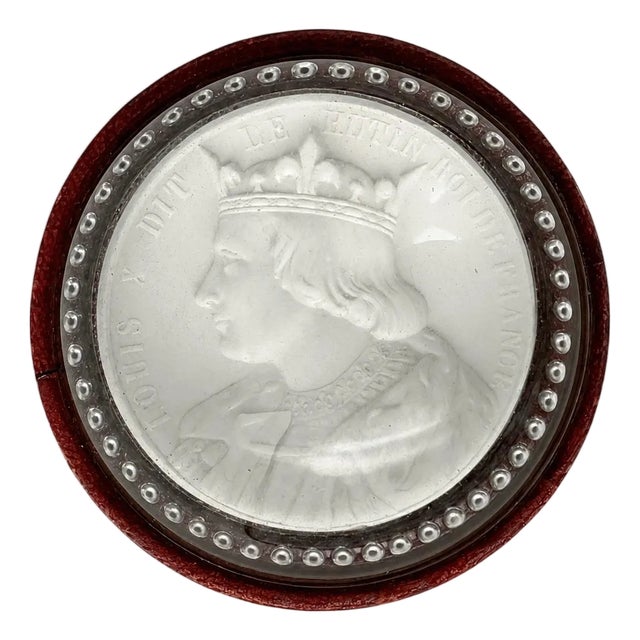 Antique King Louis X French Sulphide Glass Portrait Paperweight C1830 For Sale