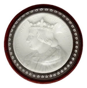 Antique King Louis X French Sulphide Glass Portrait Paperweight C1830