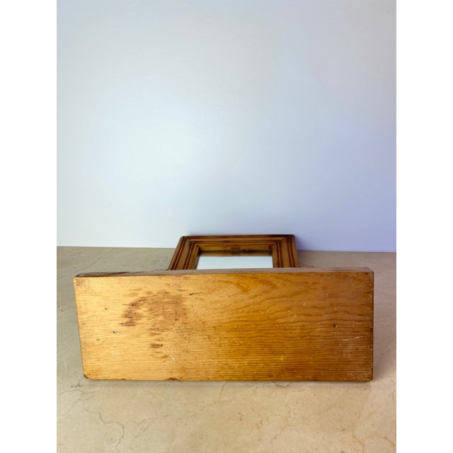 Wood Vintage Handmade Carved Pine Tabletop Picture Frame on Stand, Rustic Folk Art Photo Display For Sale - Image 7 of 11