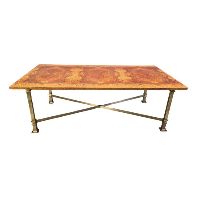 Vintage Burl Wood and Brass Dining Table from Belgochrom, 1970s For Sale