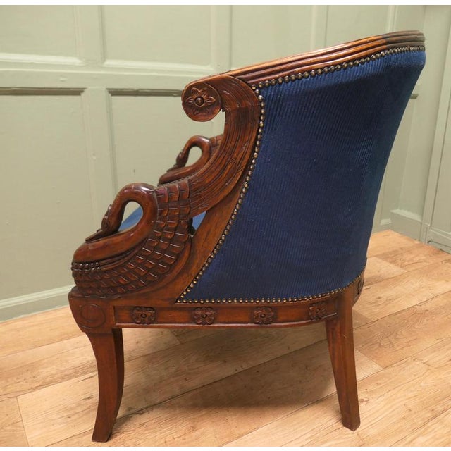 Victorian Upholstered Tub Chairs with Swans, Set of 2 For Sale - Image 3 of 9