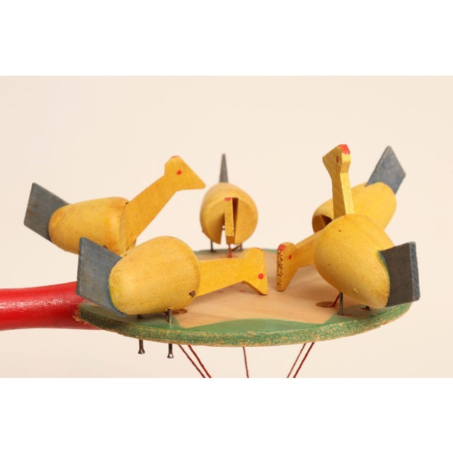 Vintage Swedish Modern Folk Art Wood Pecking Chicken Rooster Paddle For Sale In New York - Image 6 of 10