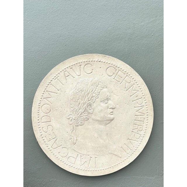 Vintage Roman Emperor Plaster Medallion For Sale - Image 13 of 15