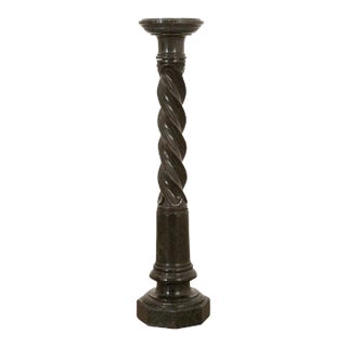 French 19th Century Carved Black Marble Pedestal For Sale