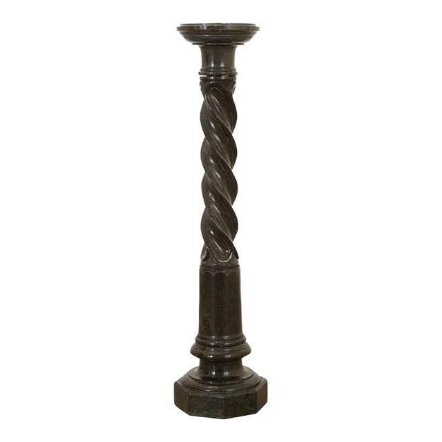 French 19th Century Carved Black Marble Pedestal For Sale